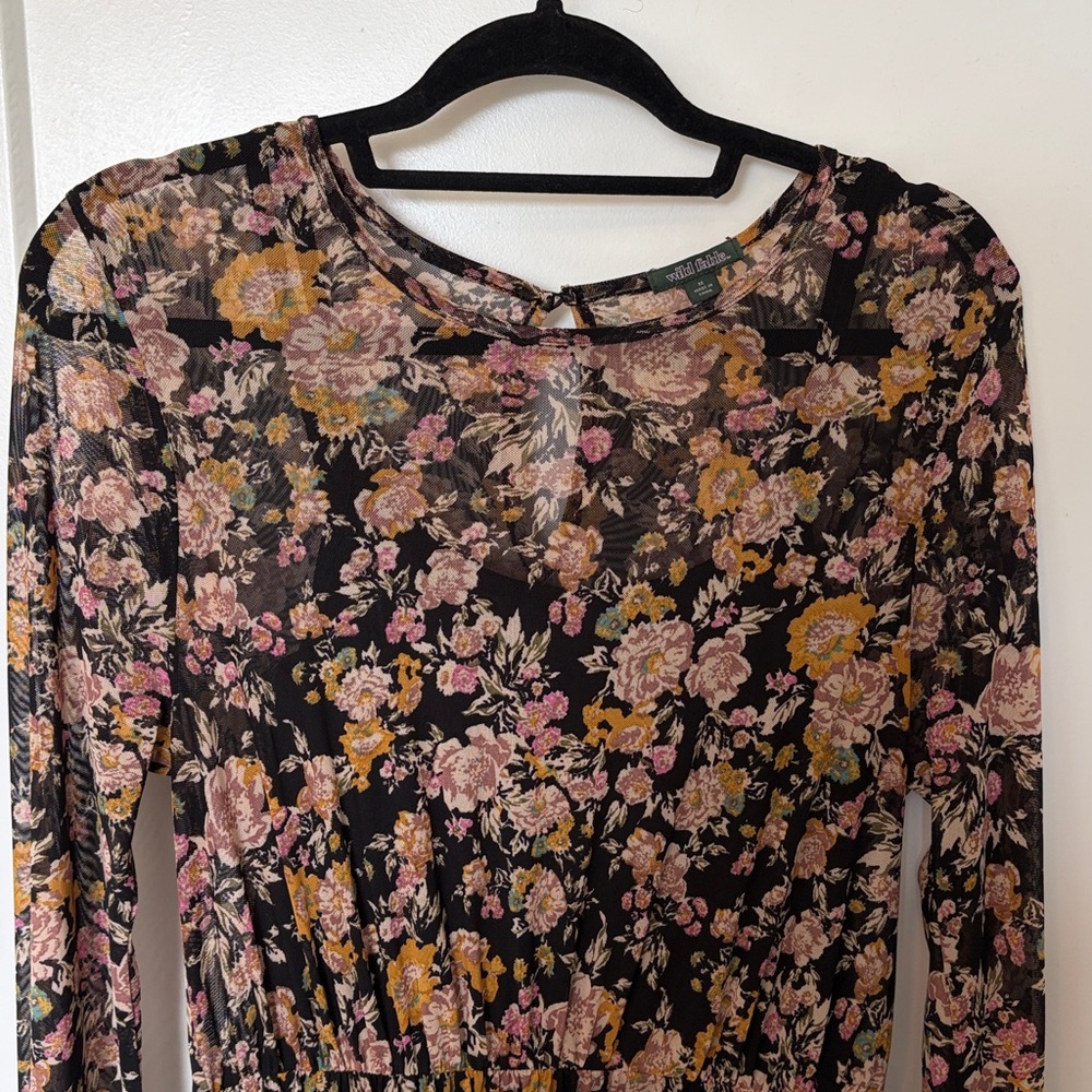 Wild Fable Floral Long Sleeve Midi Dress - Picture 3 of 4